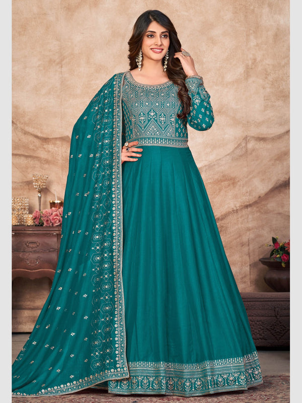 Art Silk Embroidery Anarkali Salwar Kameez Indian Dress C1026B