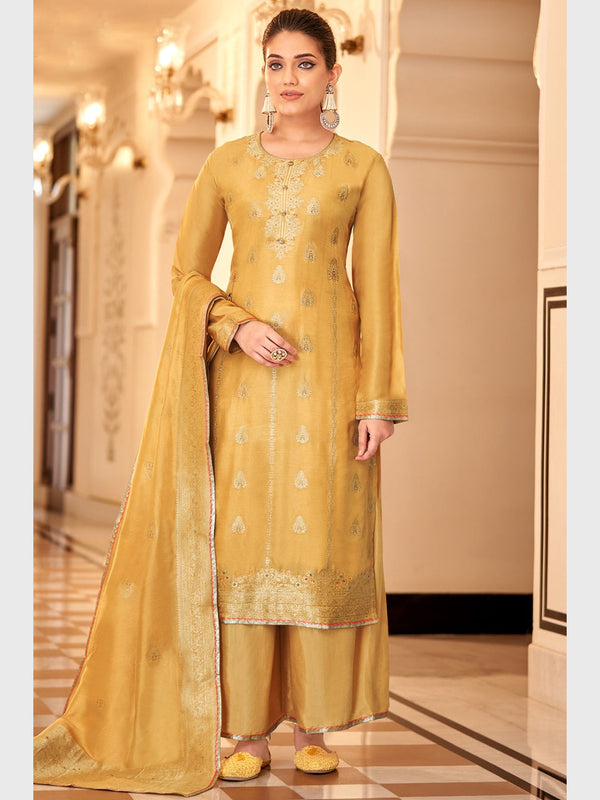 Jacquard Zari Embroidery Salwar Kameez - Indian Dress