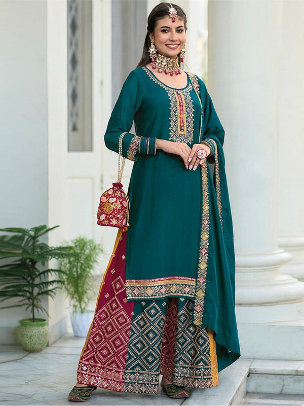 Stylish and Embellished Chinnon Salwar Kameez- Elevate Your Ethnic Look main image 1