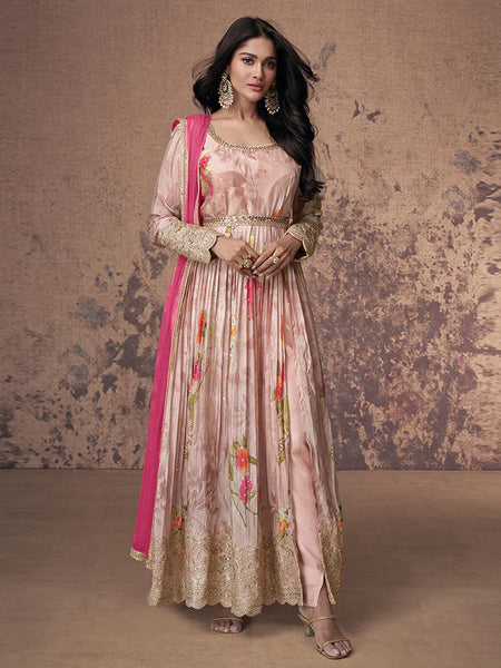 Golden Salwar Kameez - Real Georgette - Anarkali