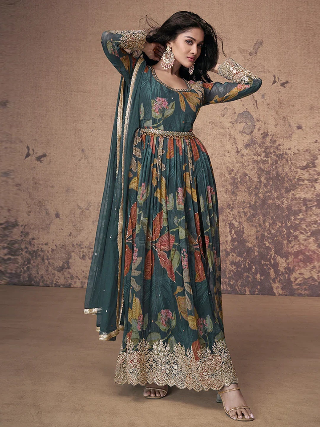 Buy Real Georgette Anarkali Salwar Kameez Indian Dress