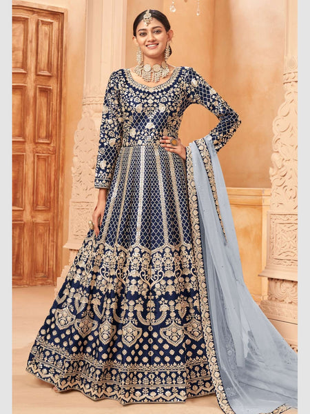 Blue Indian Dress - Art Silk - Anarkali