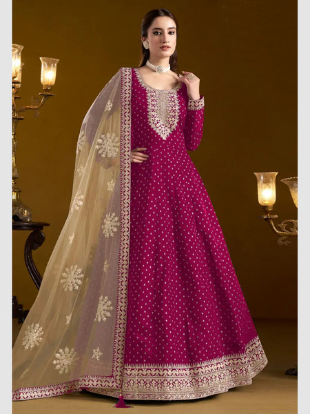 Pink Indian Dress - Chanderi Silk - Anarkali