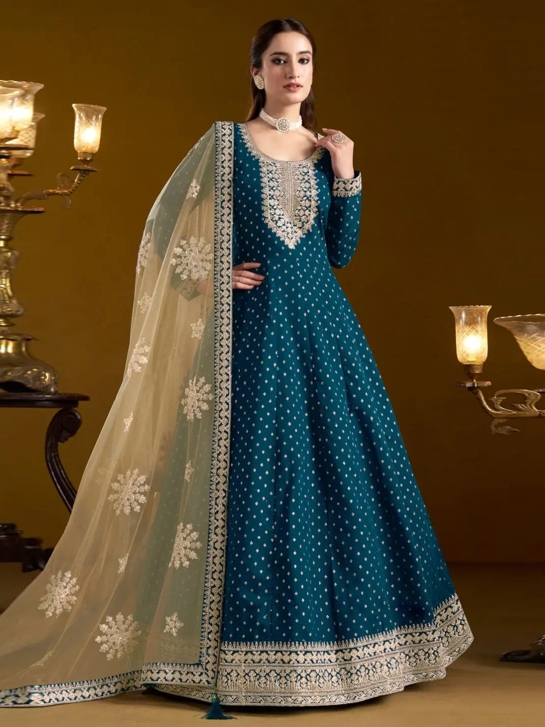 chanderi silk anarkali dresses Blush Chanderi Anarkali with Rani Silk Dupatta Palkhi Houston Palkhi Fashion