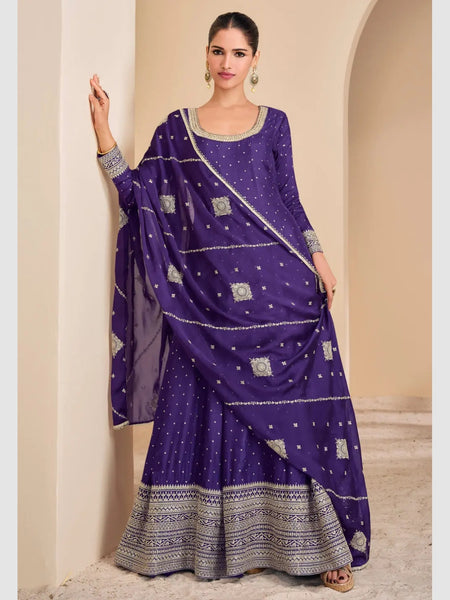 Silk Salwar Kameez - Viscose Jacquard - Anarkali