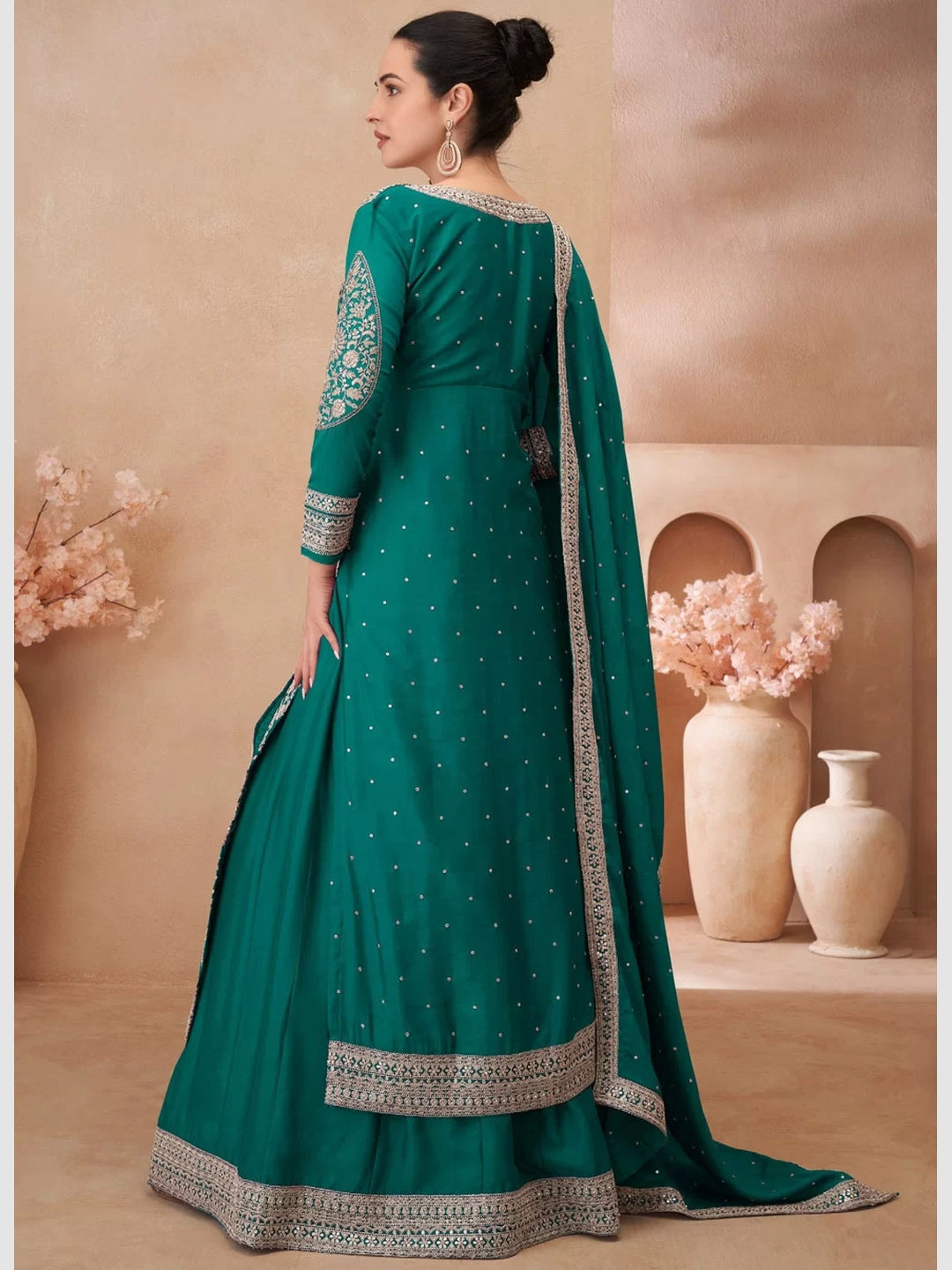 Indian Dress Chinon Silk - Anarkali Dress Indian Dress Chinon Silk - Anarkali Dress