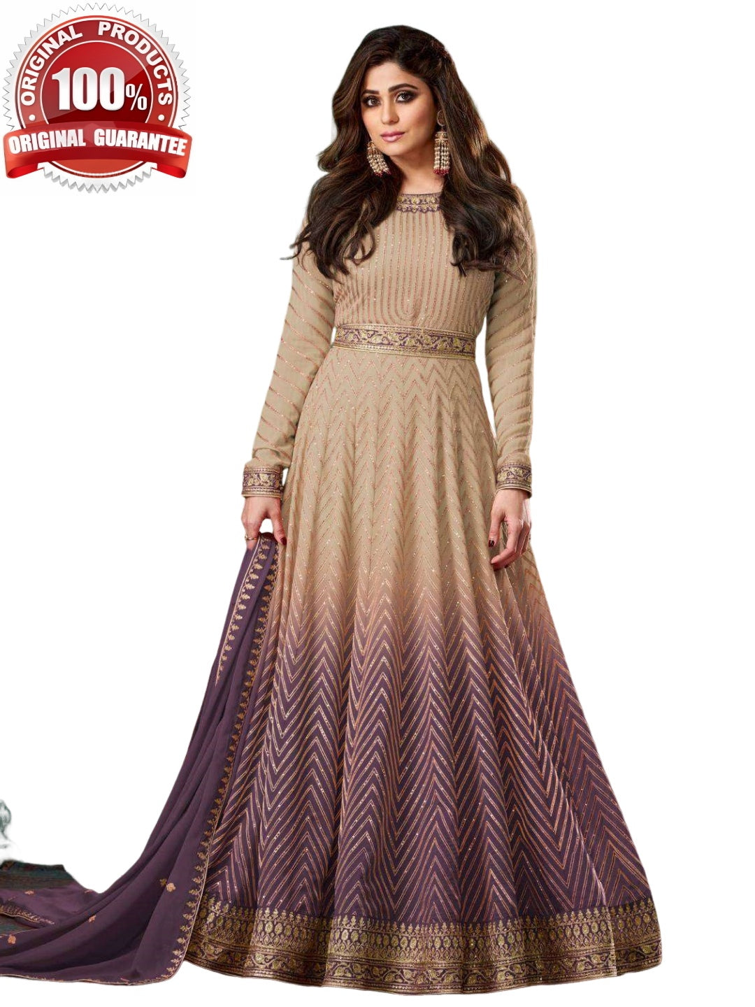 Brown Real Georgette - Anarkali Dress Brown Real Georgette - Anarkali Dress