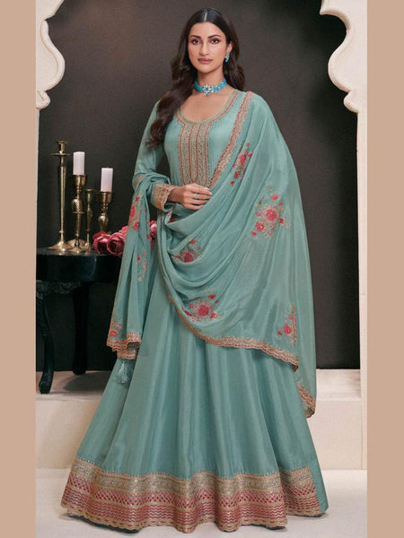 Green Salwar Kameez - Art Silk - Anarkali