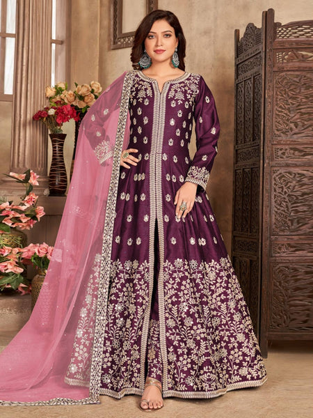 Green Salwar Kameez - Art Silk - Anarkali