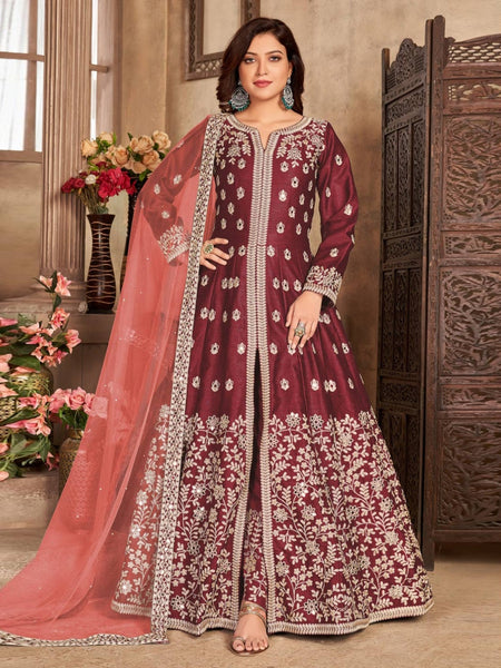 Green Salwar Kameez - Art Silk - Anarkali
