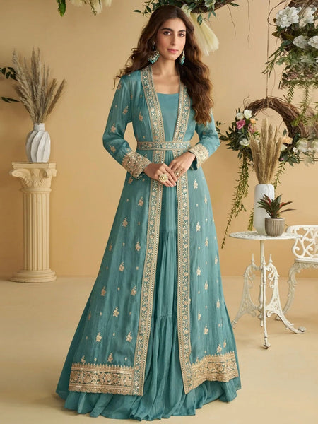 Party Salwar Kameez - Chinon Silk - Anarkali Dress