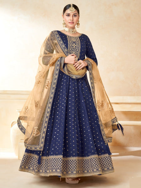 Net Indian Dress - Art Silk Jacquard - Anarkali