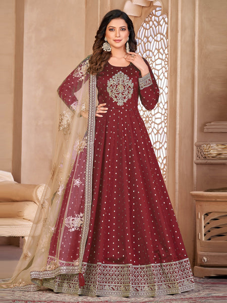 Party Indian Dress - Art Silk Embroidery - Anarkali