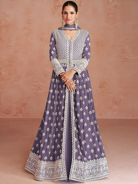 Purple Indian Dress - Real Georgette - Anarkali Dress