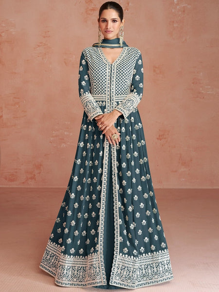 Blue Salwar Kameez - Real Georgette - Anarkali Dress