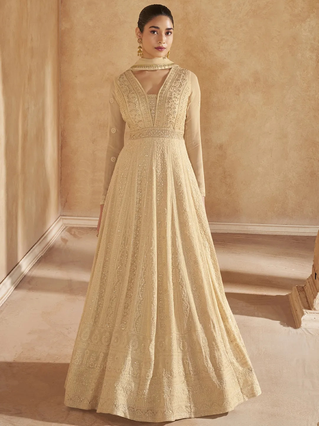 anarkali dress long sleeve Buy LABELKBBRAND Round Neck Long Sleeves Anarkali Kurta With Trousers & Dupatta - Kurta Sets for Women 29925139