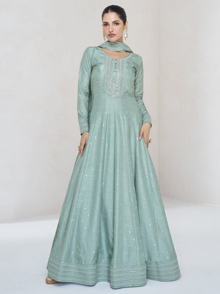 Art Silk Sequins - Anarkali Dress Indian Dress by Fabricoz USA