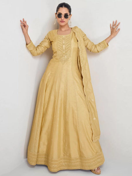 Art Silk Sequins - Anarkali Dress Indian Dress by Fabricoz USA