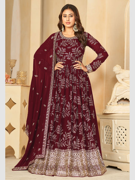 Red Indian Dress - Faux Georgette - Anarkali