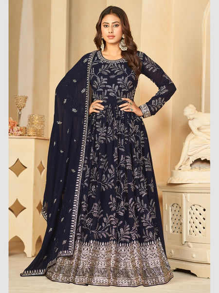 Black Indian Dress - Faux Georgette - Anarkali