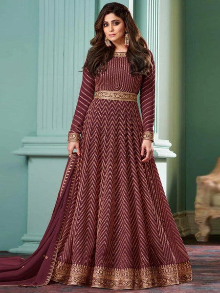 Purple Indian Dress - Real Georgette - Anarkali
