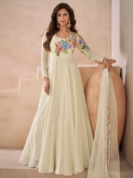 Yellow Salwar Kameez - Premium Silk - Anarkali
