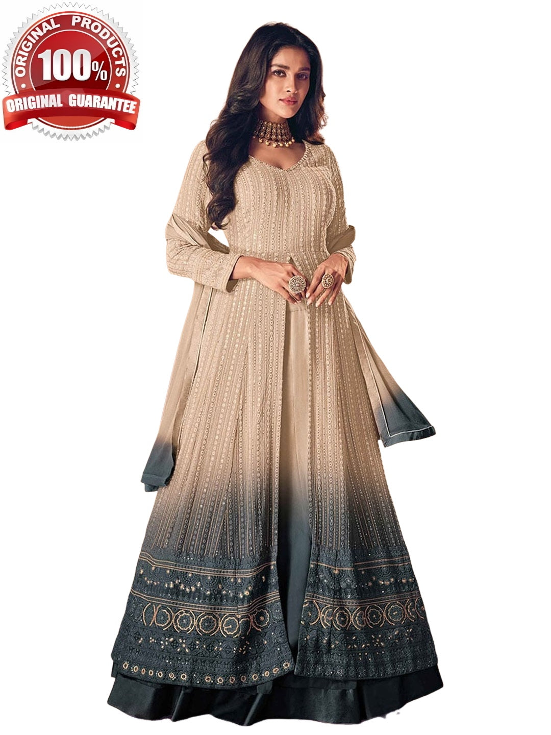 Green Real Georgette - Anarkali Dress Green Real Georgette - Anarkali Dress