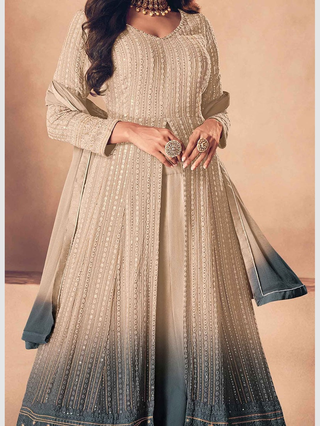 Green Real Georgette - Anarkali Dress Green Real Georgette - Anarkali Dress