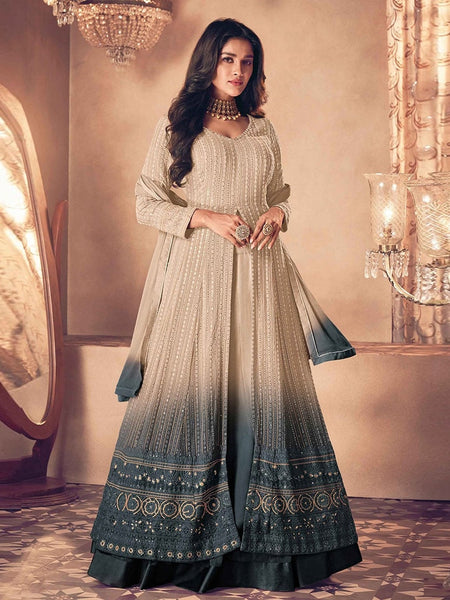 Green Indian Dress - Real Georgette - Anarkali Dress