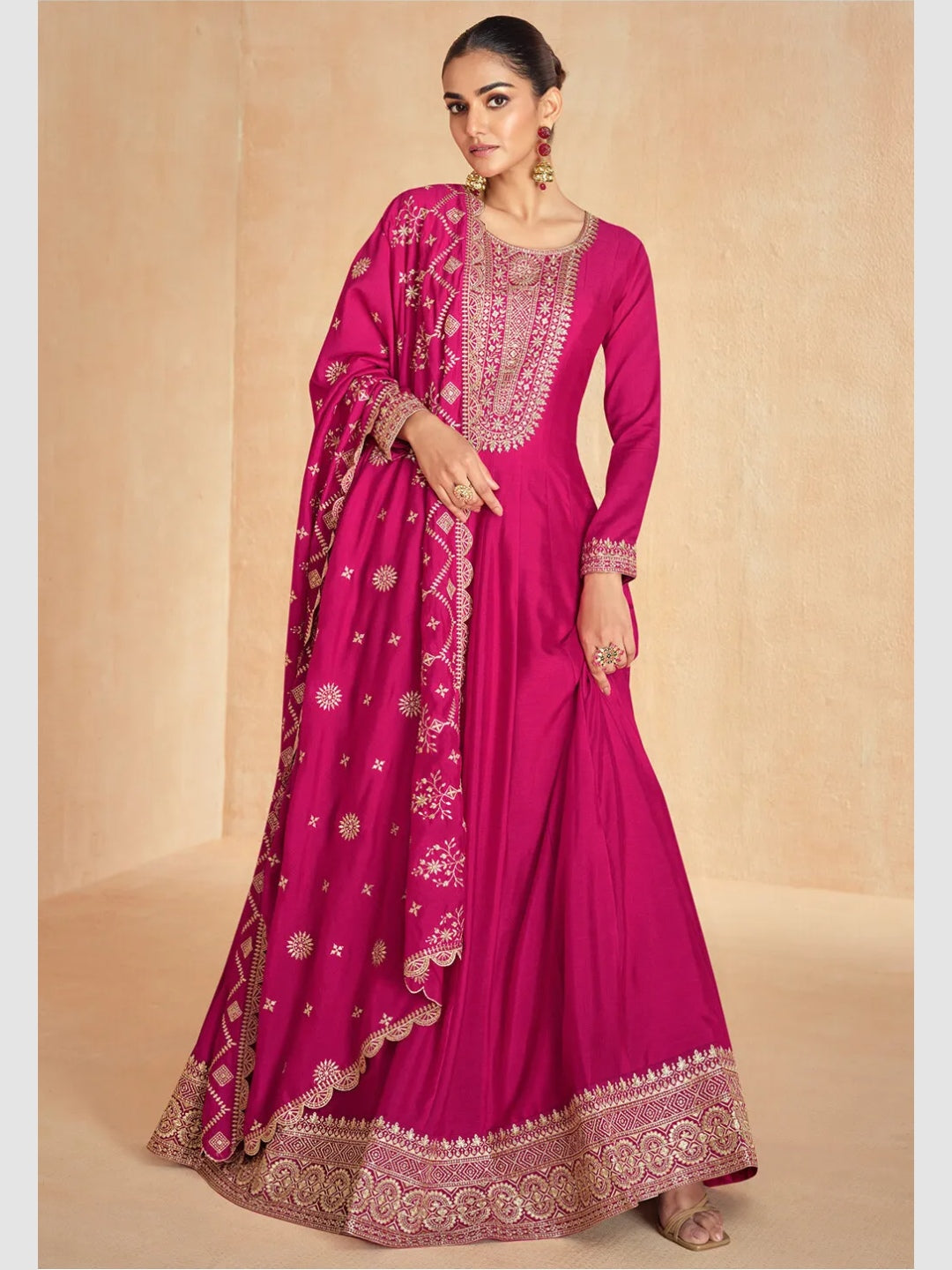 glitter anarkali dress Sequins Net Floor Length Anarkali Suit in Purple