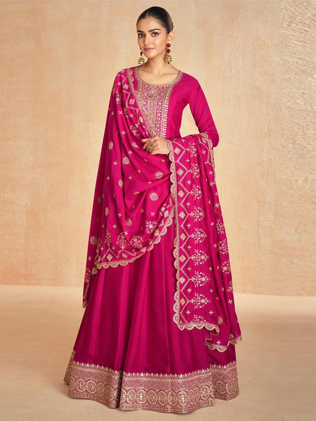 Pink Indian Dress - Art Silk Sequins - Anarkali Dress