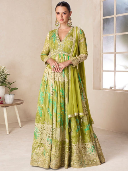 Real Chinon - Anarkali Dress Indian Dress by Fabricoz USA