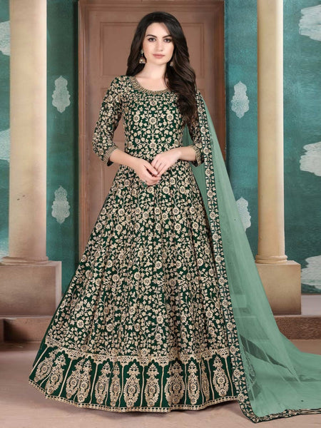 Golden Salwar Kameez - Georgette - Anarkali Dress