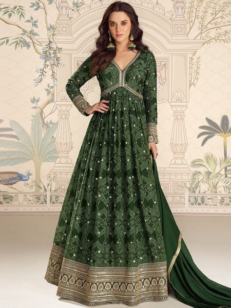 Chinon Silk - Anarkali Suit Indian Dress by Fabricoz USA