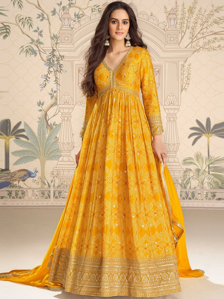Chinon Silk - Anarkali Suit Salwar Kameez by Fabricoz USA