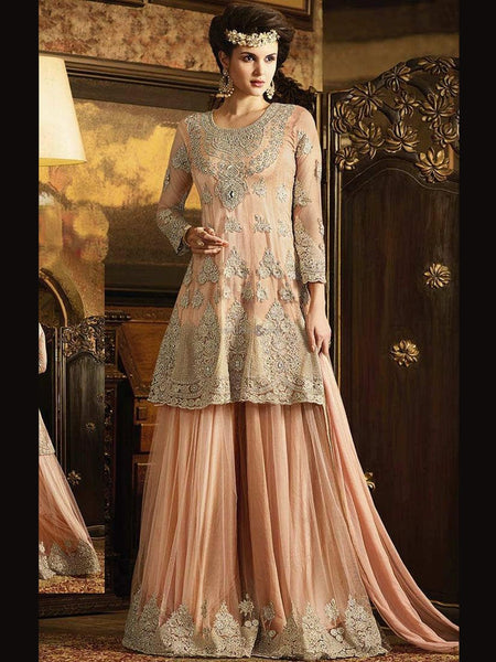 Sharara Indian Dress - Embroidered Satin Chiffon