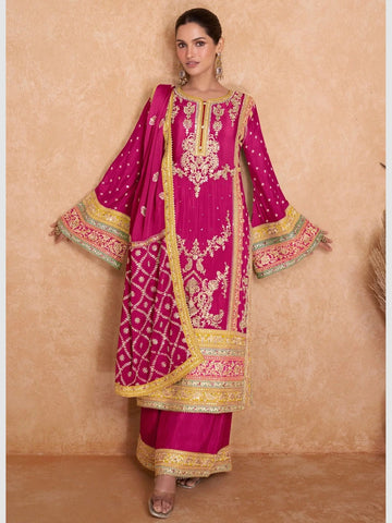 Chinon Silk Embroidery Salwar Kameez