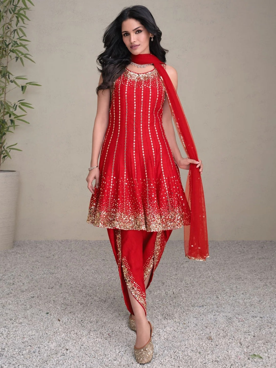 Red Silk Net Embroidery Red Silk Net Embroidery