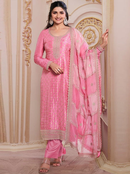 Straight Indian Dress - Dola Jacquard Embroidery