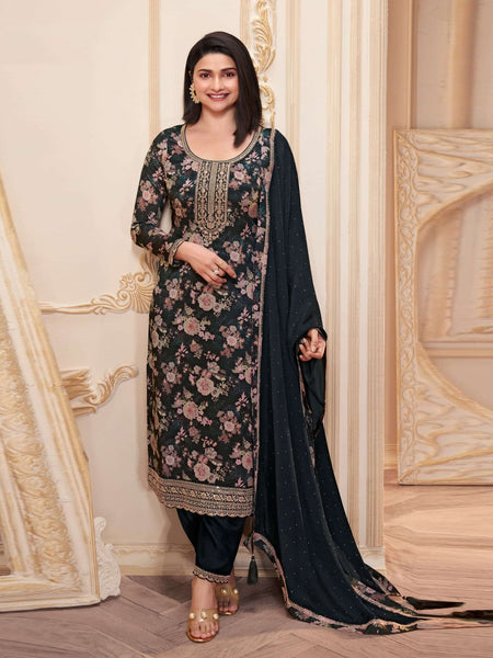 Net Salwar Kameez - Chinon Embroidered
