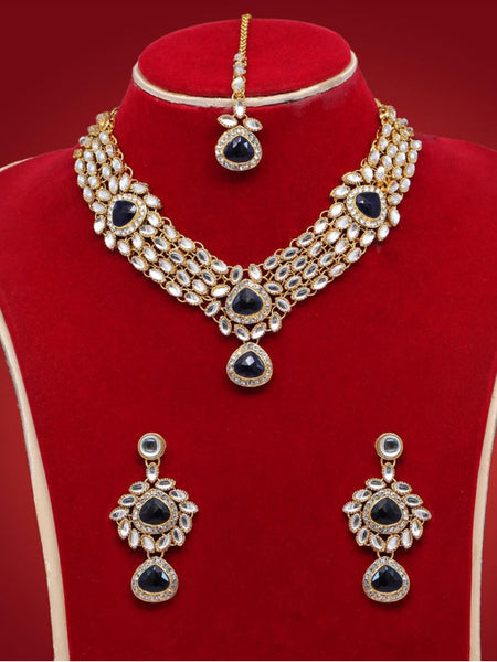 Kundan Indian Jewelry - Kundan Necklace with Tikka