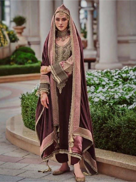 Velvet Salwar Kameez - Silky Velvet Embroidery