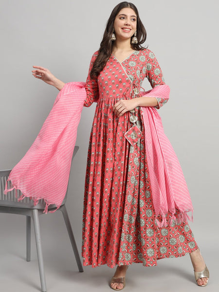 Kurti - Floral V-Neck Kurta Set