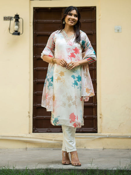 Kurti - Floral Printed Kurta Set