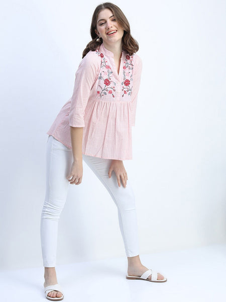 Kurti - Embroidery on Woven Kurti