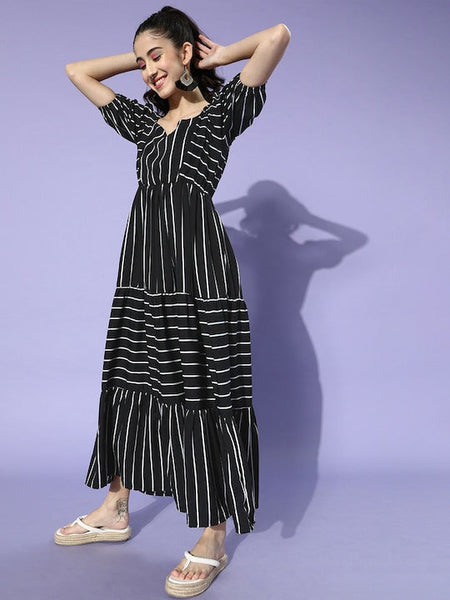 Kurti - Striped Crepe  Kurti