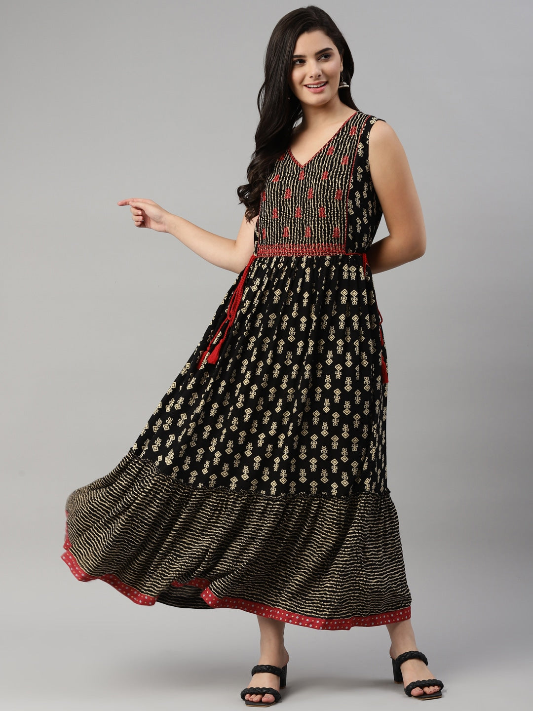 Ethnic Motif Printed A-Line Kurti 40" Ethnic Motif Printed A-Line Kurti 40"