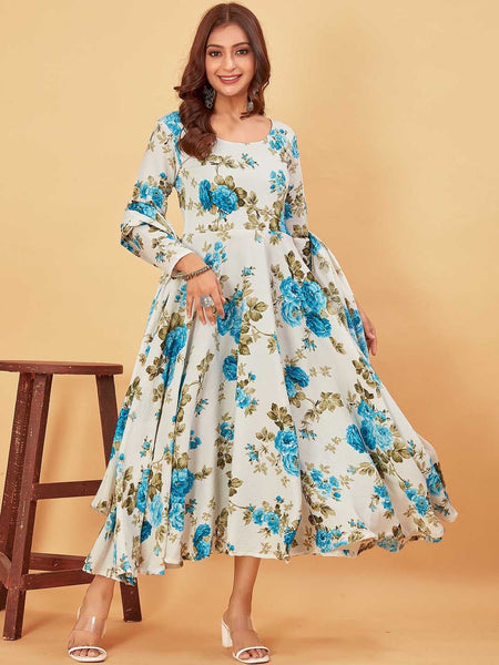 Kurti - Floral Fit & Flare Kurti