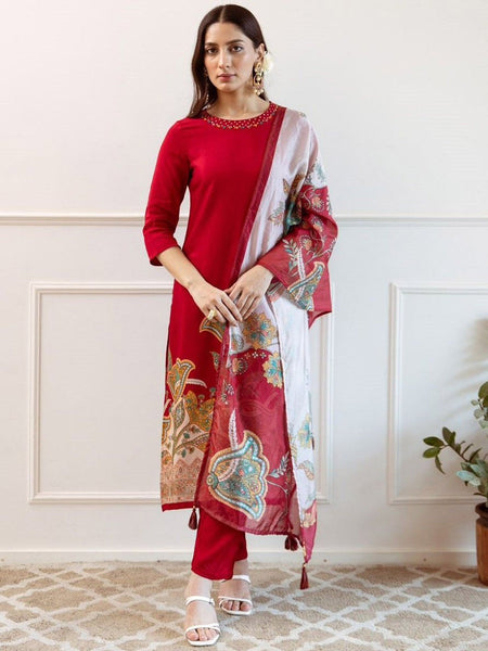Kurti - Floral Printed Thread Kurta Set