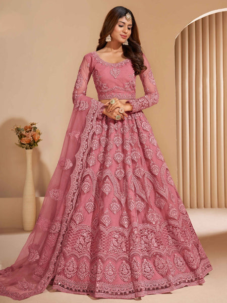 Net Lehenga Choli - Net & Silk Embroidery